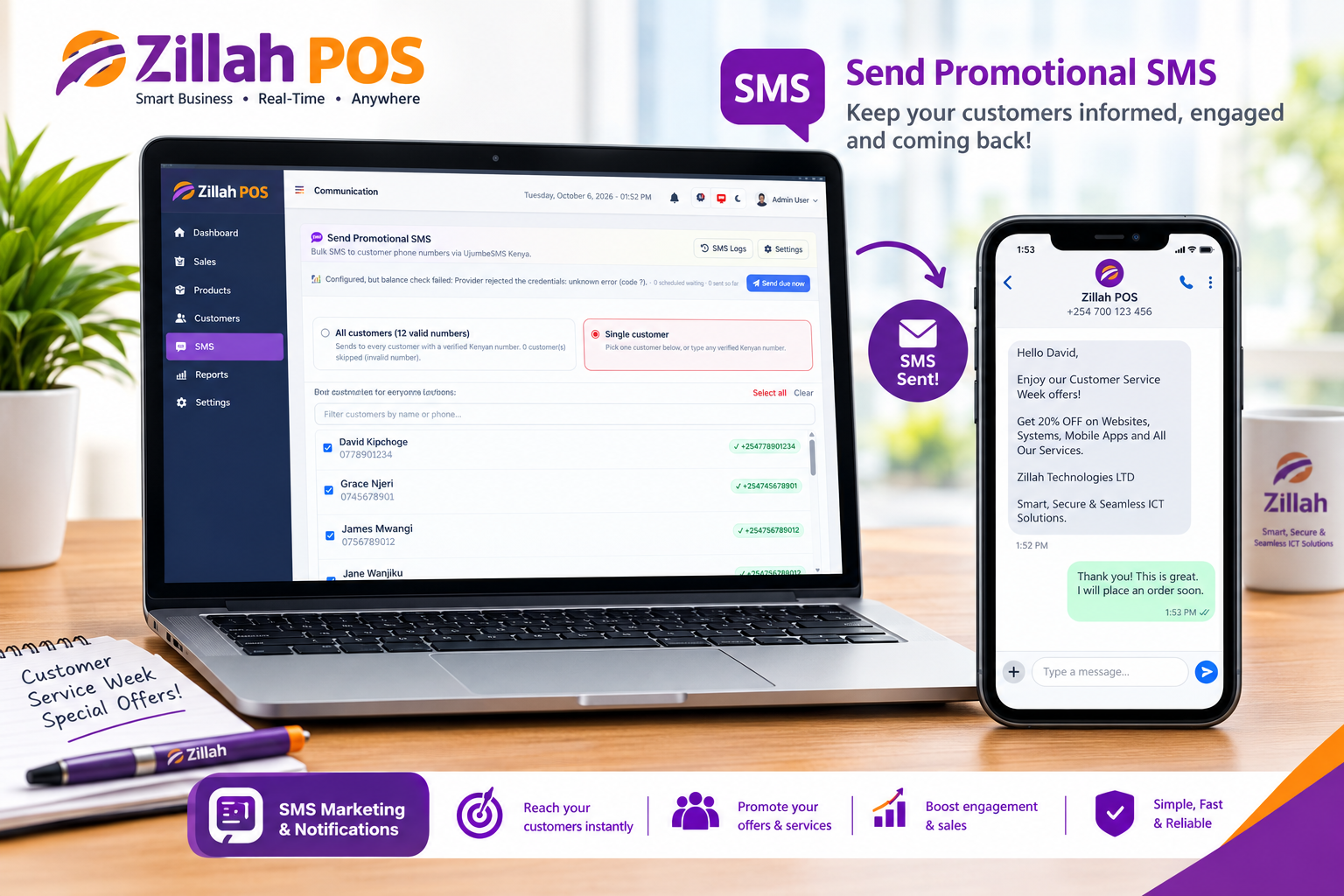 Zillah POS Promotional SMS Addon: Connect With Your Customers Instantly